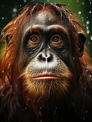 Obraz premium Orangutan in its Natural Habitat, Wildlife Photography, Generative AI
