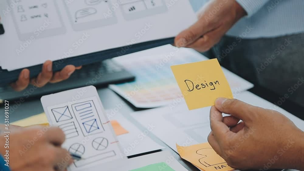 Wall mural ux graphic designer creative sketch planning application process development prototype wireframe for