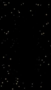 外側でキラキラ輝いている白色の星のパーティクルエフェクト素材(背景透過)アルファチャンネル付MOV　縦型