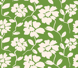 Simple nature floral background. Seamless pattern with hand drawn flower. with brush texture.