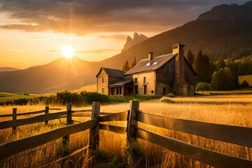 Old Farm House, a unique blend of architectural styles, telling stories of generations past  - Generative AI