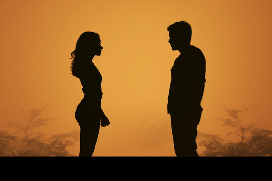 Silhouette of Couple having argument, aesthetic look