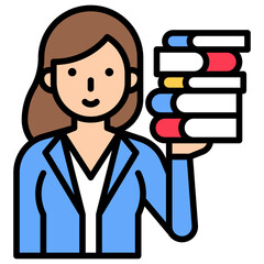Female teacher carrying books icon, An avatar that is related to education