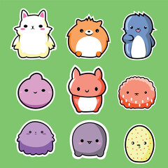 cute adorable chubby animals cartoon sticker set of 9 for children toys