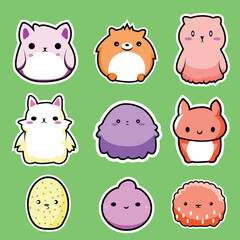 cute adorable chubby animals cartoon sticker set of 9 for children toys