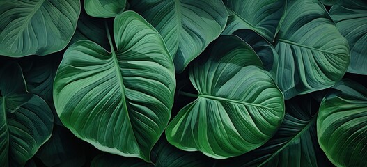 Textured nature backdrop with green leaf patterns inspired by tropical foliage. Concept of organic design and botanical elegance.