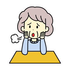 何もやる気が出ない高齢女性　イラスト
