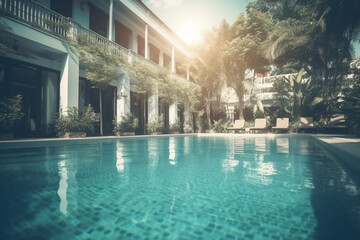 Naklejka premium swimming pool at morning