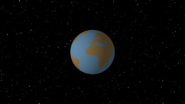 animation, cartoon, video, footage, movement. The planet Earth rotates in space