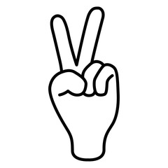 Peace hand gestures line icon