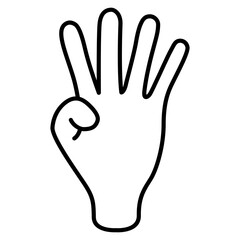 Four fingers hand gestures line icon