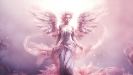 Celestial Grace: Ethereal Angel with a Luminous Background