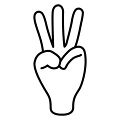 Fototapeta na wymiar Three fingers hand gestures line icon