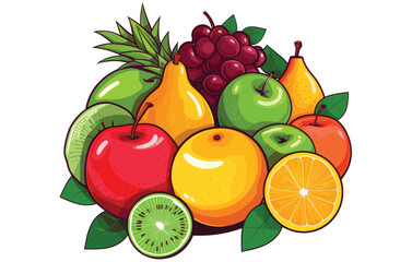 flat illustration of fruits vector, fruits drawn vector icons set , vector fruits 

