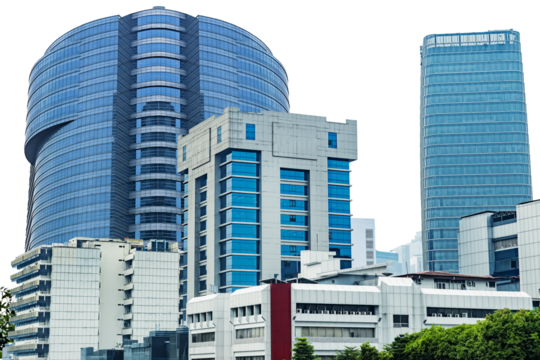 modern office building. skyscrapers in downtown city with transparent background. city building landscape. amazing for design or brochure or company profile.