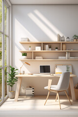 Natural Sunlight Illuminating a Minimalistic Contemporary Workspace with Copyspace