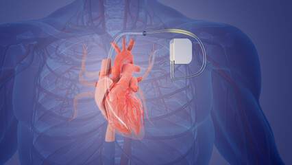 Permanent pacemaker implant medical concept	