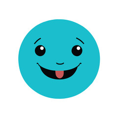 Cyan color emoji face icon or emoticon symbol, ball face, social media emoji for web and mobile app isolated on white background. Vector illustration