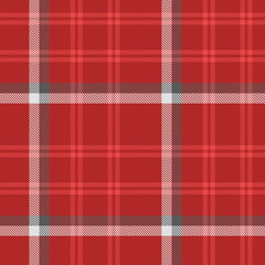 Tartan Plaid Pattern Seamless Background In Red White Black. Checkered fabric texture for flannel shirt, skirt, blanket, throw.
