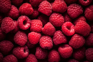 Lots of raspberries, detailed image