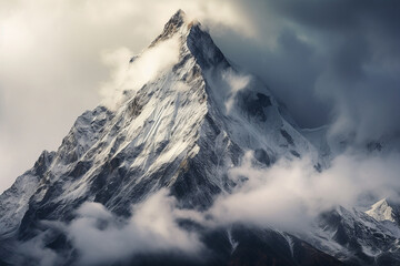 Fototapeta na wymiar A mountain landscape that represents the peak of a snowy mountain