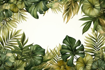 Fototapeta premium Watercolor leaves with empty space on white background, Generated with AIvector graphic ,