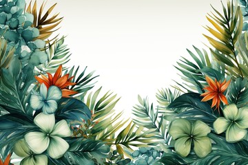 Fototapeta premium Watercolor leaves vector graphic with empty space on white background, Generated with AI