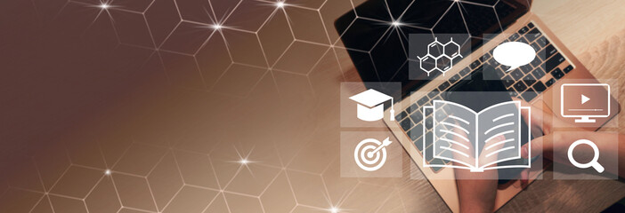 Education internet online digital technology concept. E-learning education, online internet course lessons.  consulting, e-learning concept background.
