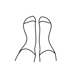 foot with socks line art vector illustration