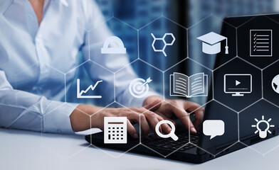   Education internet online digital technology concept. E-learning education, online internet...