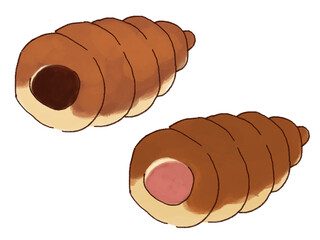 チョココロネといちごコロネのイラスト素材