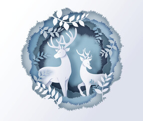 Deer in forest  winter season - 631705094