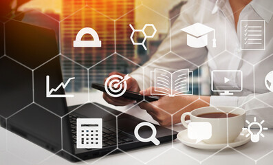  Education internet online digital technology concept. E-learning education, online internet course...