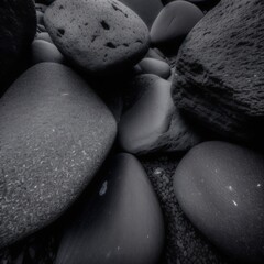 Black rock background. Dark gray stone texture. Black grunge background. Mountain close-up. Distressed backdrop.	
