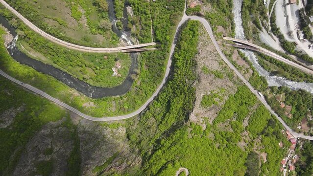 Amazing Aerial view of iskar gorge near village of Bov, Balkan Mountains, Bulgaria
