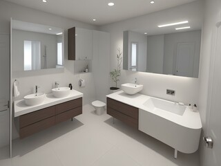 Fototapeta na wymiar modern bathroom with tiles and bathroom