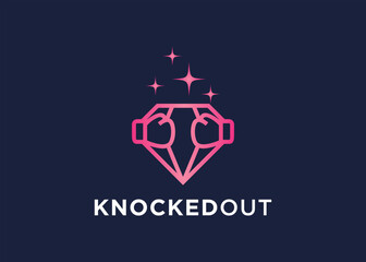 diamond with fist logo design vector silhouette illustration