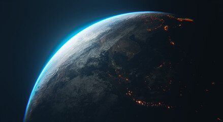 Earth Cinematic 3d render scene