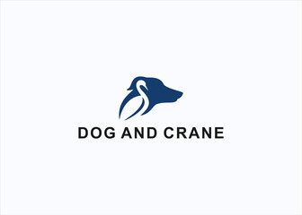 Dog with stork logo design vector silhouette illustration