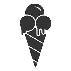 Vector illustration of ice cream icon in dark color and transparent background(PNG).