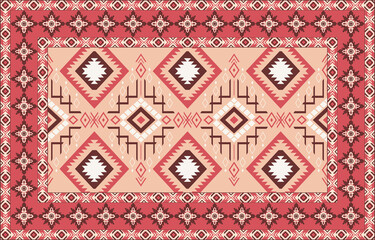 Colorful ornamental vector design for rug, tapis, yoga mat. Geometric ethnic clipart. Arabian...
