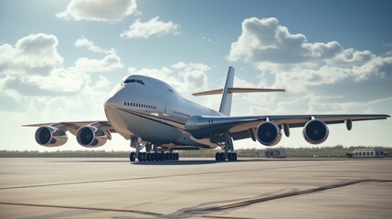 Passenger plane stands on the runway visualization AI