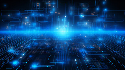abstract technology background with neon circuit. Generative Ai