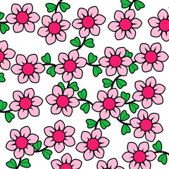 Floral background with bright colored leaves