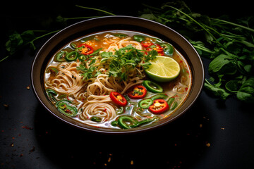 thai noodle soup, aesthetic look