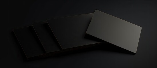 black business cards with space for writing on a black background.