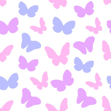 Seamless pattern with cute butterflies.
