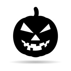 Pumpkin Halloween icon vector shadow. October celebration flat silhouette illustration isolated design