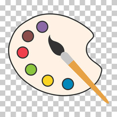 Flat art tool palette with paints color, artist web design graphic vector illustration