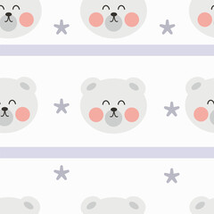 Seamless pattern with cute bear background with Hand drawn cartoon animal background in childrens style Vector design used for fabric, textile, fashion, public